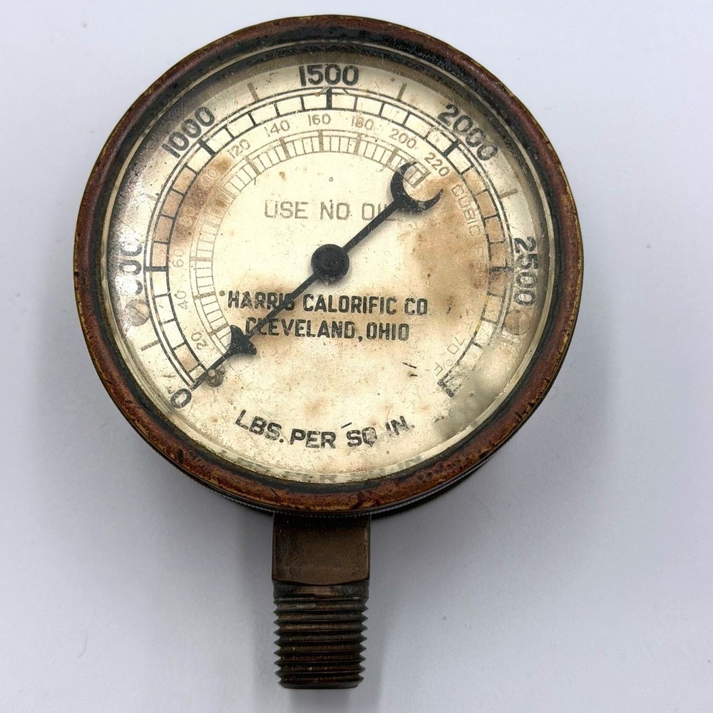 Vintage Harris Calorific Co Pressure Gauge 3000 PSI Cleveland Ohio 667 A